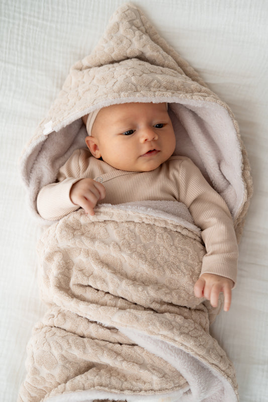 Wikkeldoek Panterprint zand (teddy)