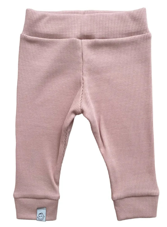 Broekje Beige Zacht roze (rib)