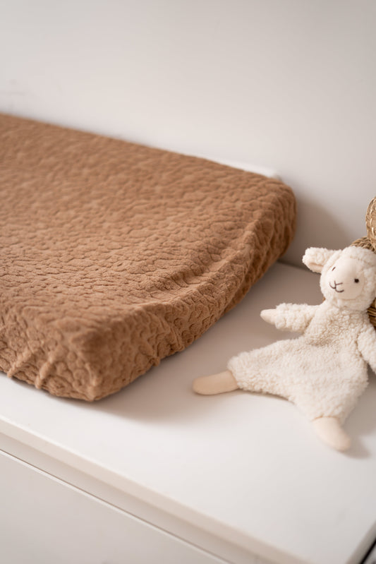 Aankleedkussenhoes Panterprint cacao (badstof)