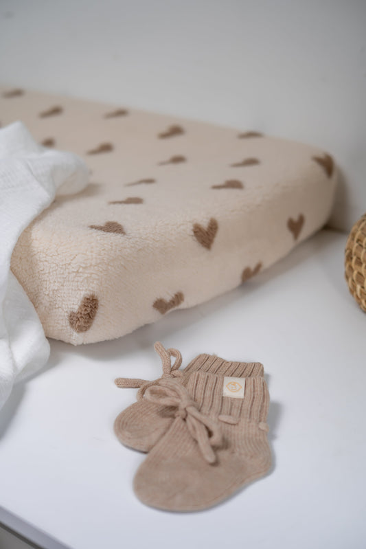 Aankleedkussenhoes Hartjes Ecru (teddy)
