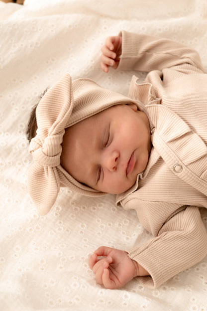 Haarbandje knoop Beige (rib)