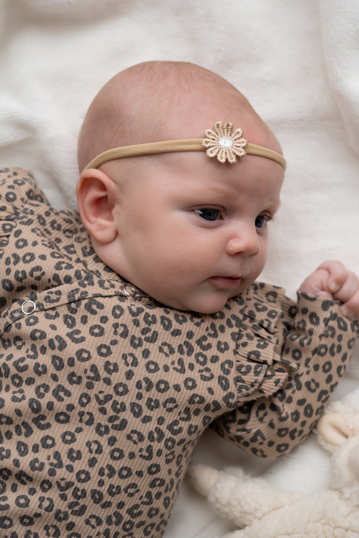 Baby haarbandje bloem Beige