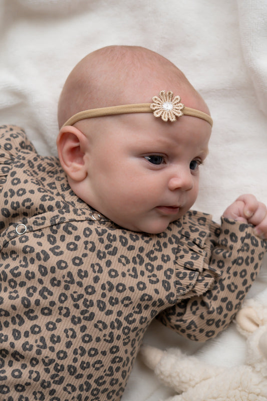 Baby haarbandje bloem Beige