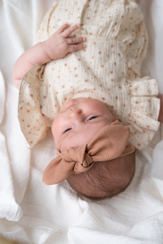 Haarbandje knoop Perzik (rib)