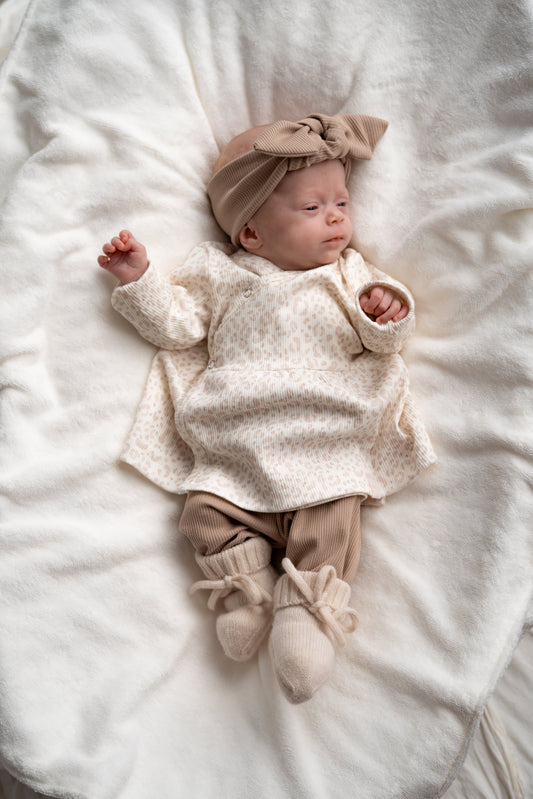 Babyjurkje Panterprint Ecru (rib)