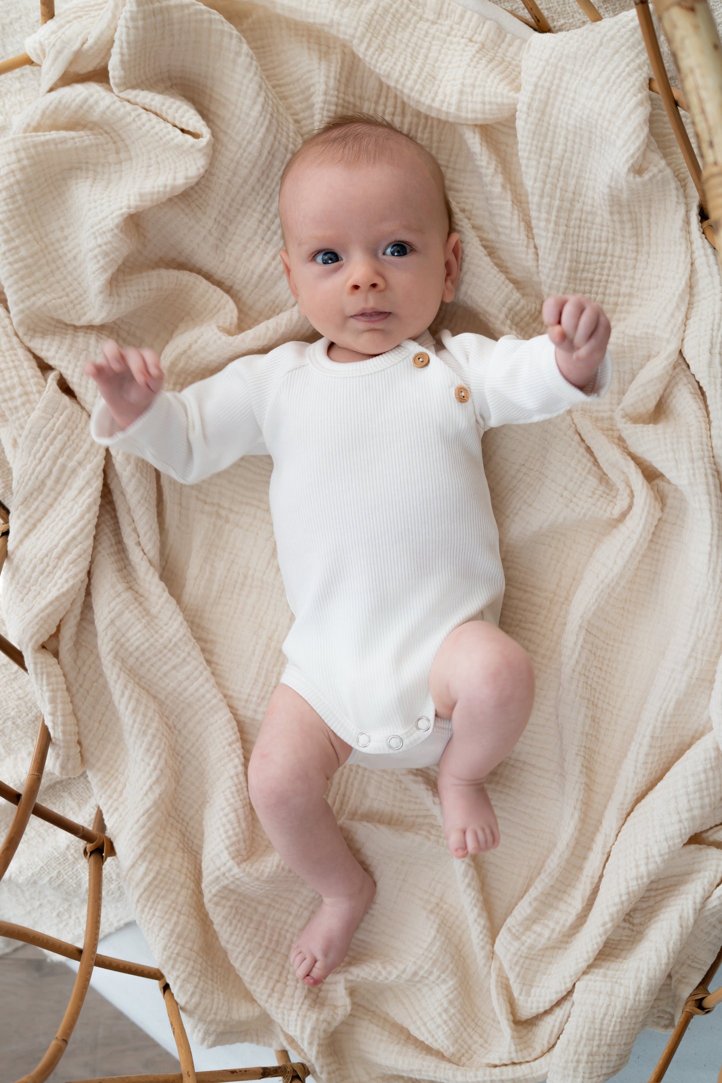Romper buttons Ecru (rib)