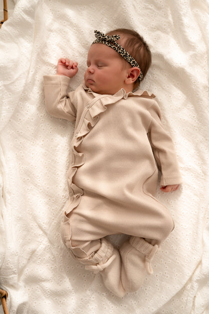 Haarbandje strik Panterprint beige
