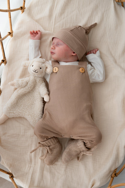 Mutsje Donker beige (brede rib)