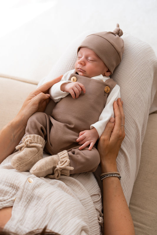 Tuinbroekje Taupe (rib)