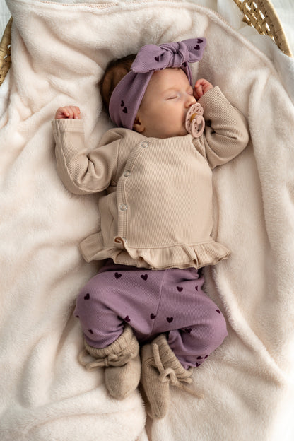 Broekje hartjes paars (rib)