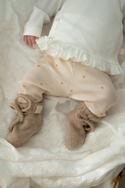 Broekje mini hartjes Vanille (rib)