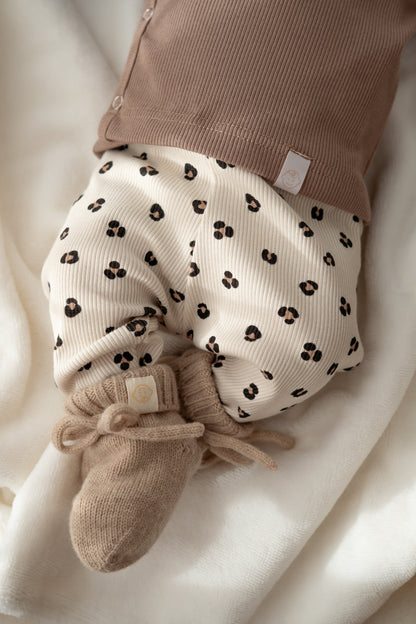 Broekje Panterprint zand (rib)