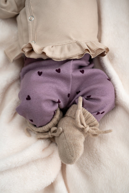 Broekje hartjes paars (rib)