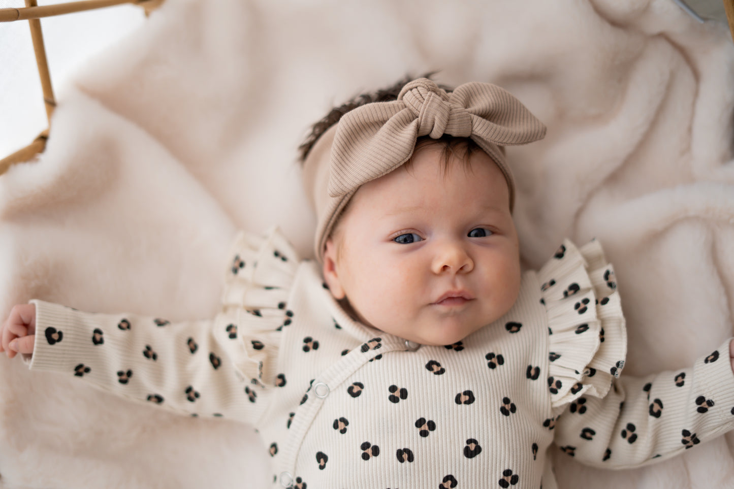 Haarbandje knoop Donker beige (rib)