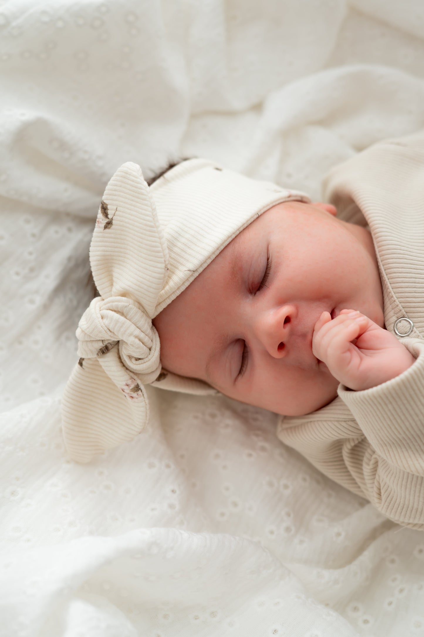 Haarbandje knoop Roze bloem (rib)