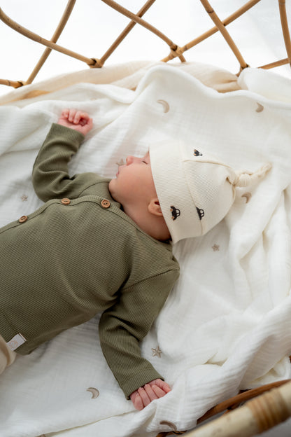 Newborn set Auto's (rib) broek + muts