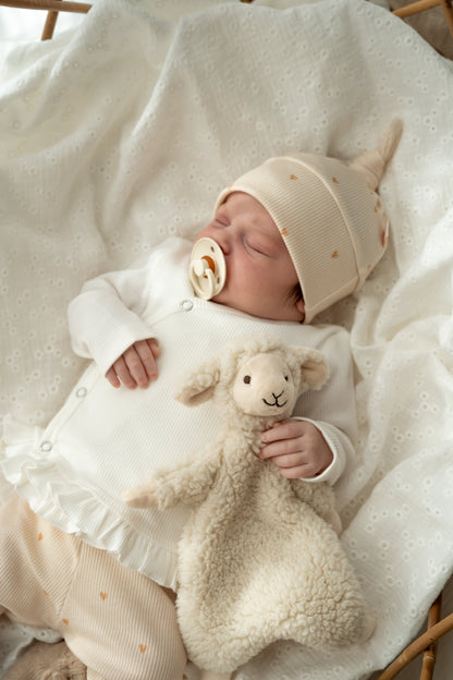 Mutsje mini hartjes Vanille (rib)