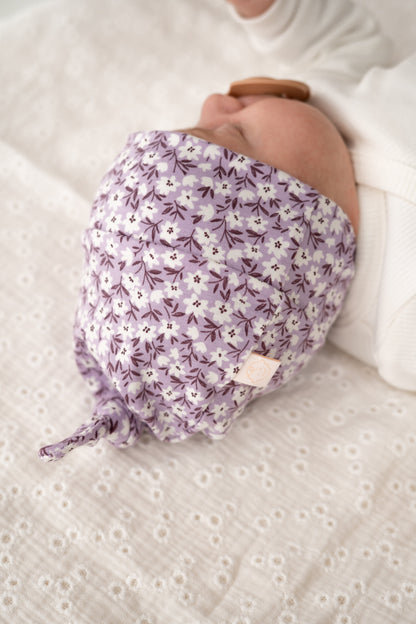 Newborn set Paarse mini bloemen broek + muts