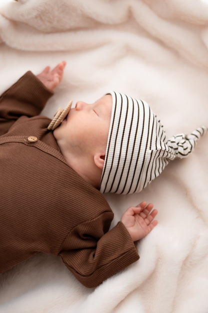 Mutsje Streepjes bruin (rib)