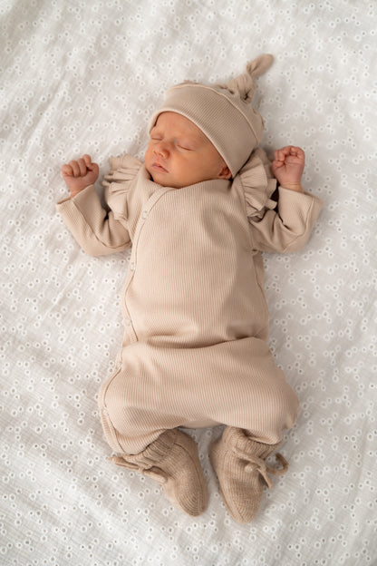 Boxpakje Dubbele ruffle Beige (rib)