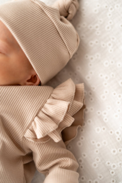 Boxpakje Dubbele ruffle Beige (rib)