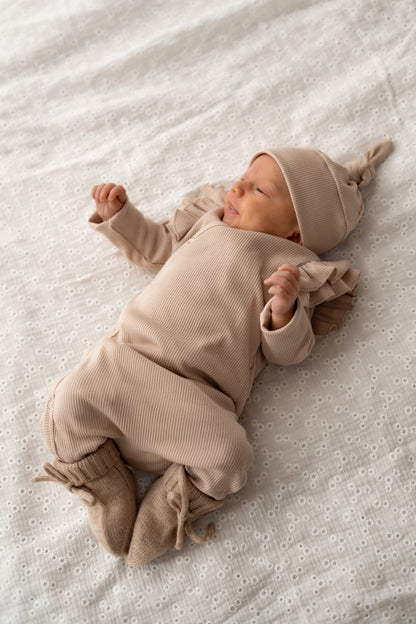 Boxpakje Dubbele ruffle Beige (rib)