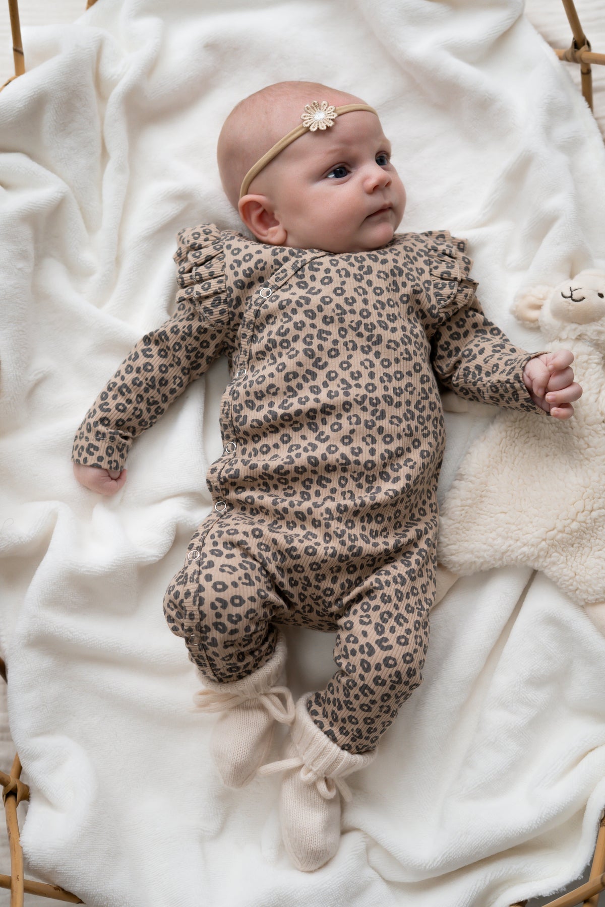 Baby haarbandje bloem Beige