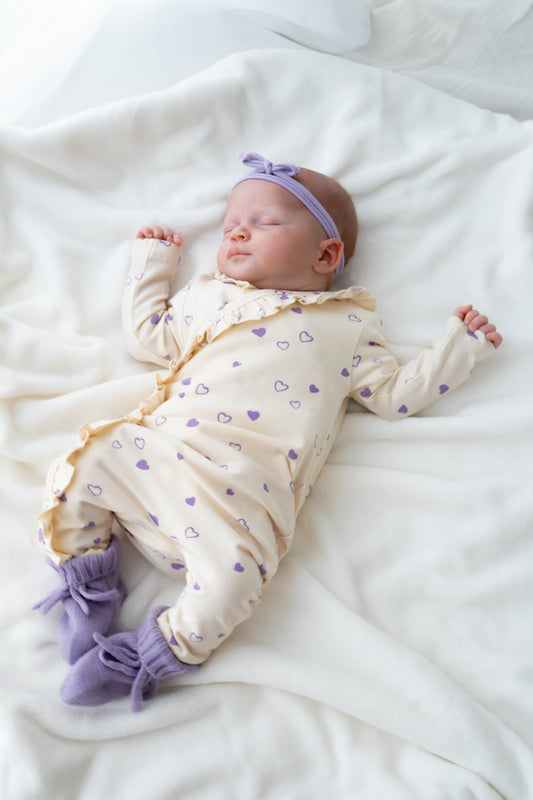 Boxpakje ruffle Lila hartjes creme