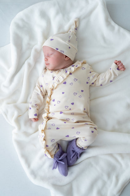 Boxpakje ruffle Lila hartjes creme