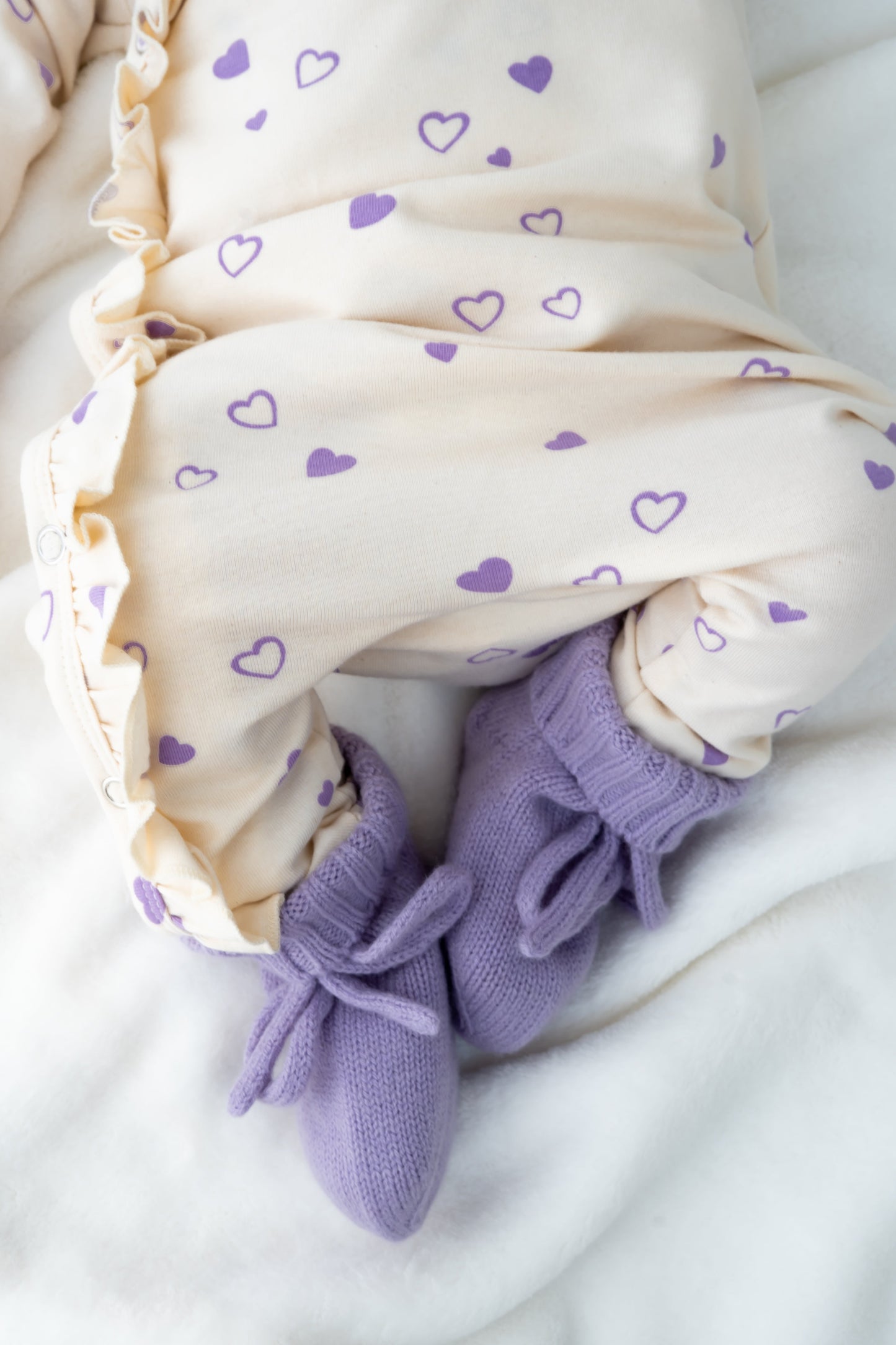 Boxpakje ruffle Lila hartjes creme