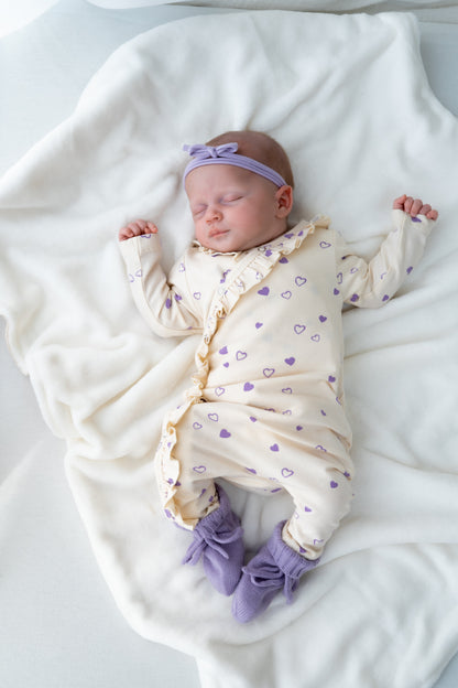Boxpakje ruffle Lila hartjes creme