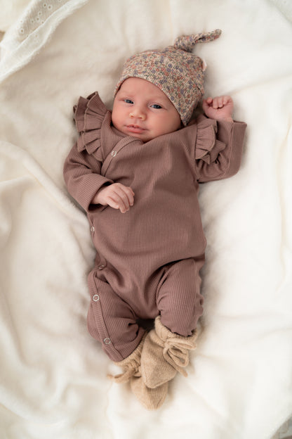 Boxpakje Dubbele ruffle Mauve (rib)