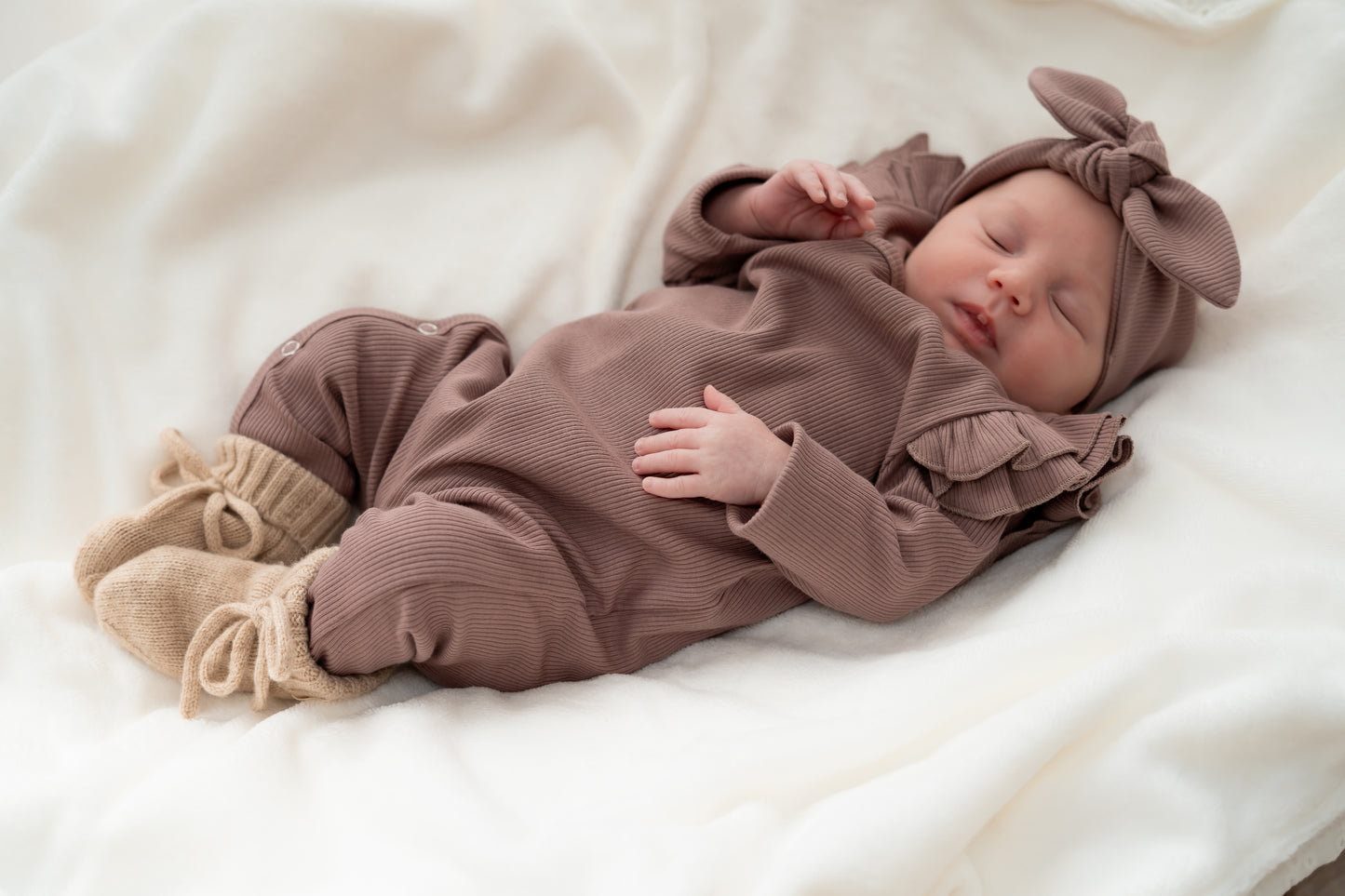 Boxpakje Dubbele ruffle Mauve (rib)