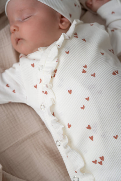 Boxpakje ruffle Mini hartjes klei roze (rib)