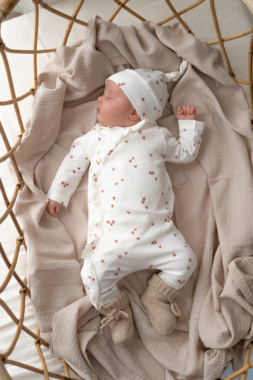 Boxpakje ruffle Mini hartjes klei roze (rib)