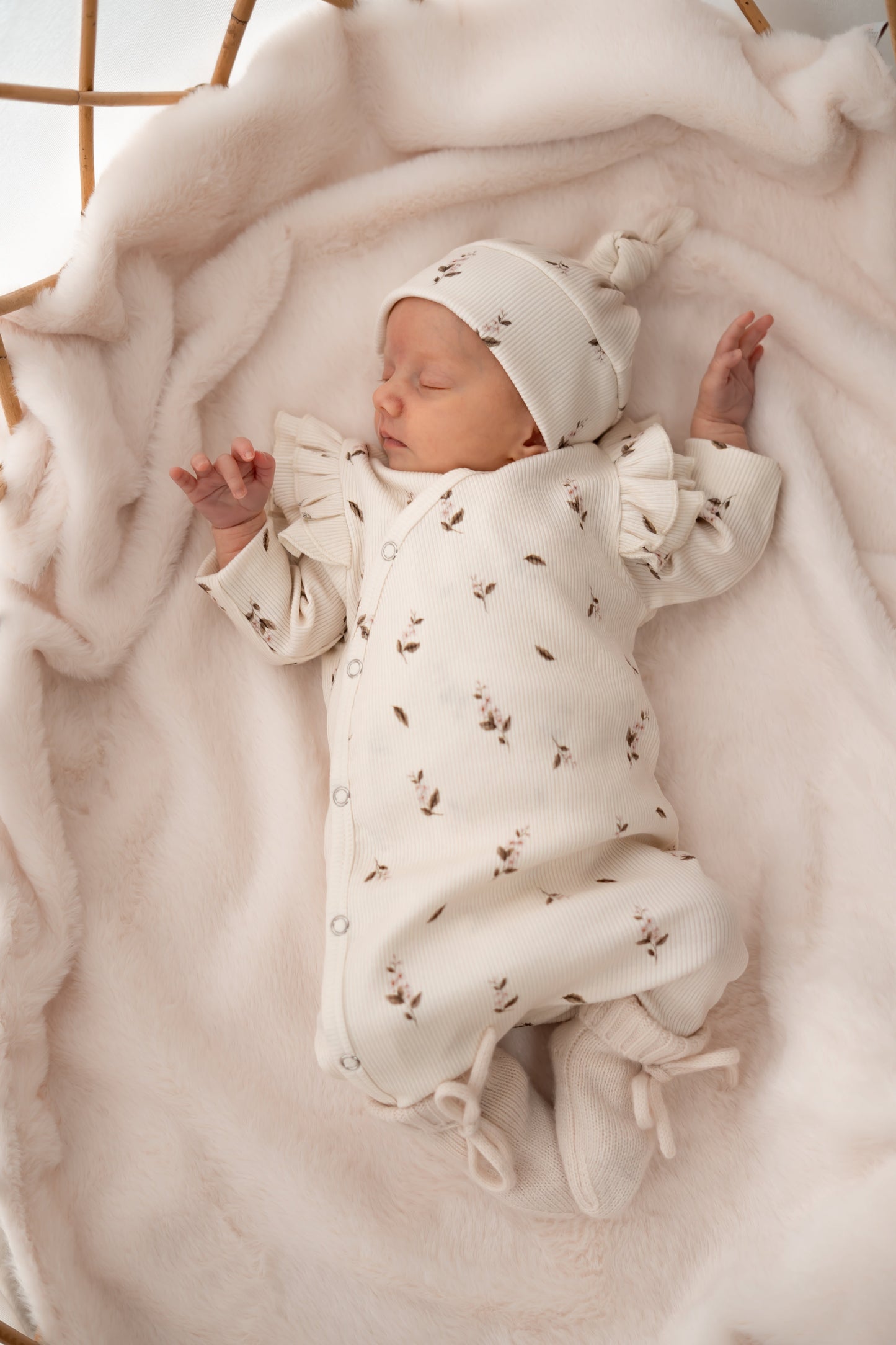 Boxpakje Dubbele ruffle Roze bloem (rib)