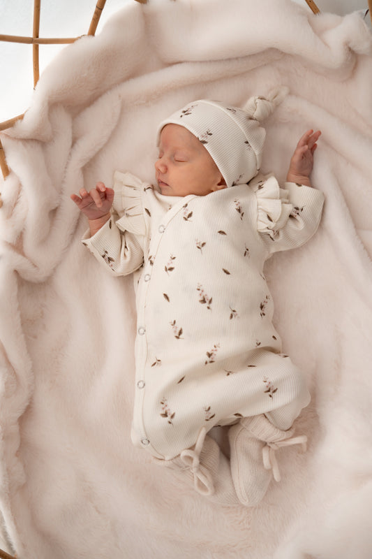 Boxpakje Dubbele ruffle Roze bloem (rib)