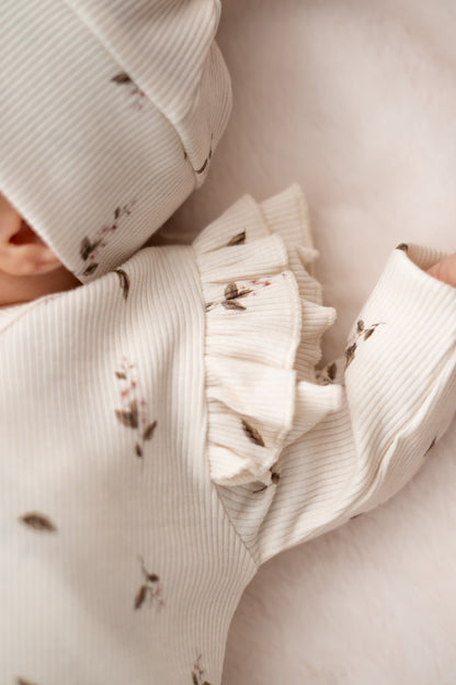 Boxpakje Dubbele ruffle Roze bloem (rib)