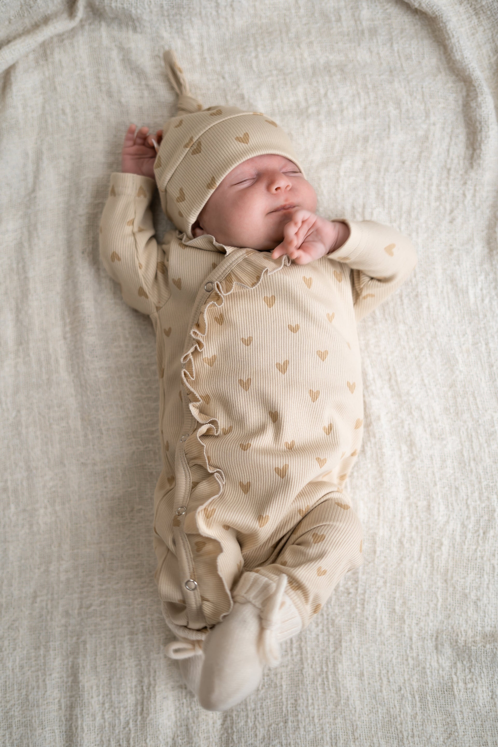 Boxpakje Newborn Meisje Meisjes Boxpakje Boxpakje Ruffle Ecru (rib