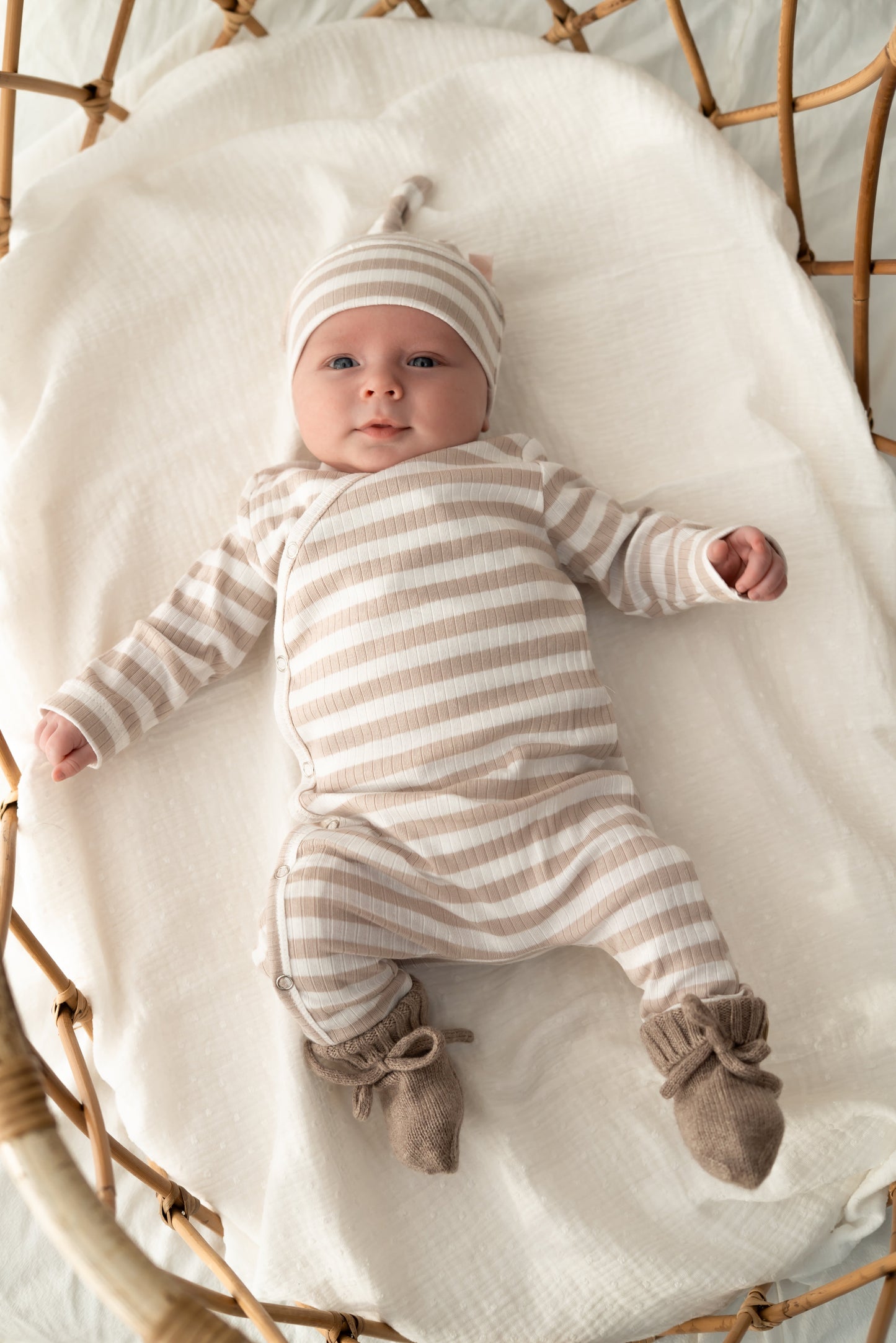 Boxpakje Streepjes beige (brede rib)