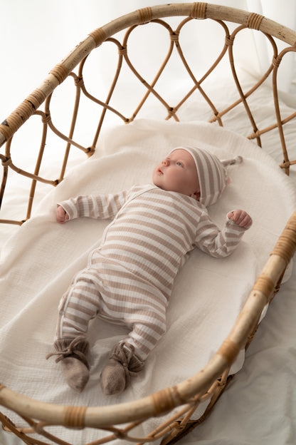 Boxpakje Streepjes beige (brede rib)