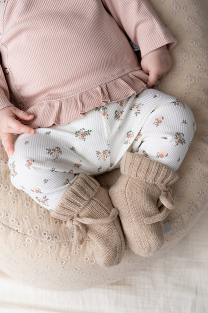 Newborn set Bloemetjes groen (rib)