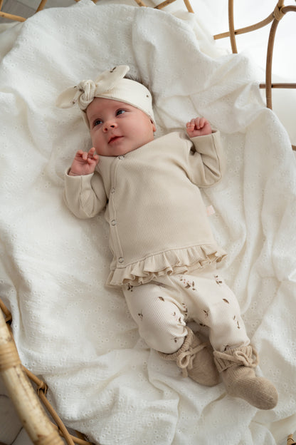 Haarbandje knoop Roze bloem (rib)