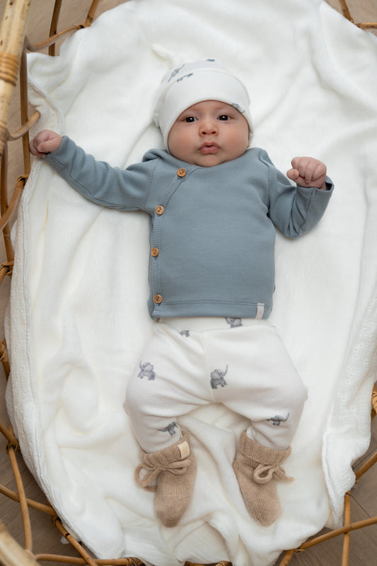 Newborn set Olifantjes (rib) broek + muts