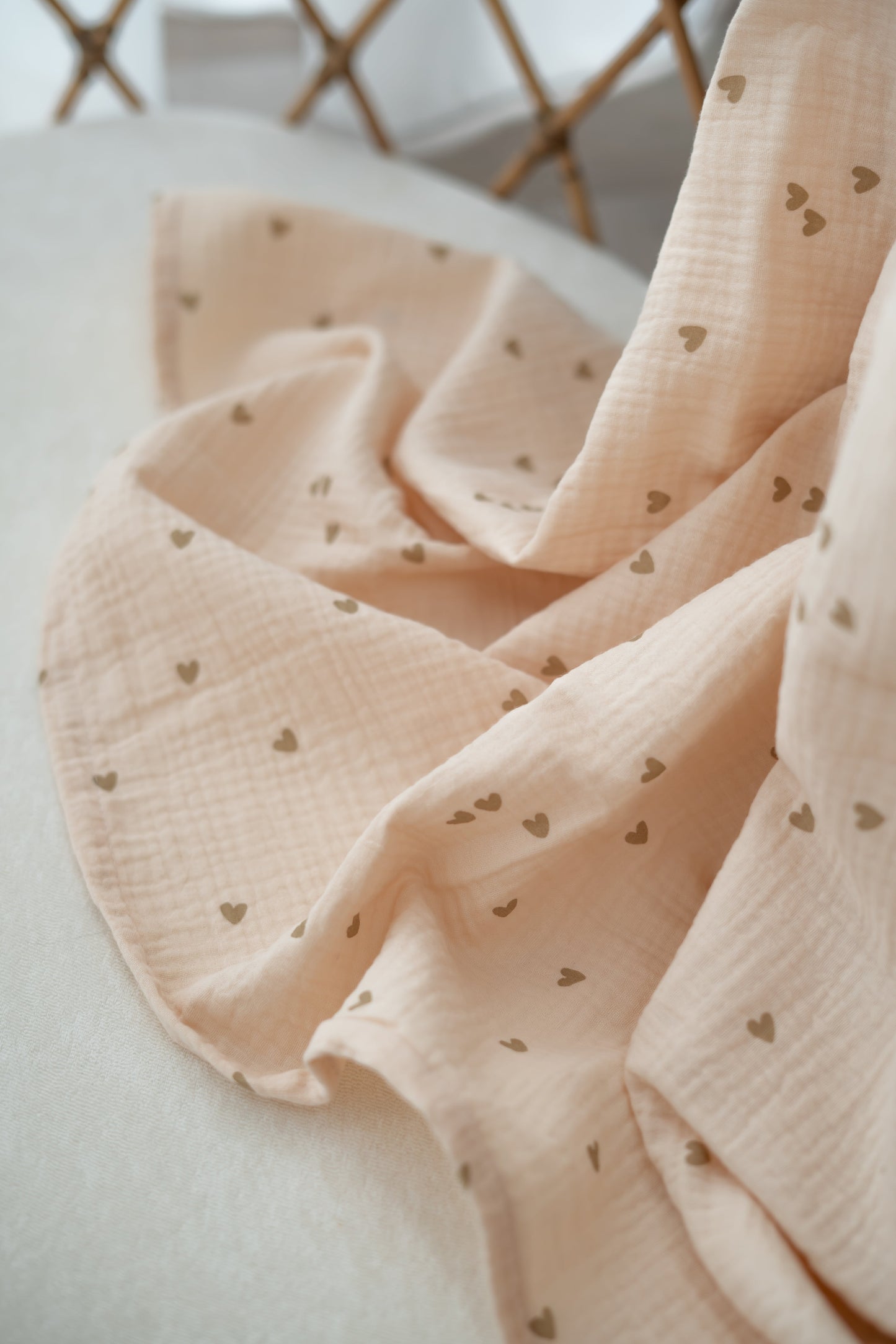 Hydrofiele doek XL Hartjes Beige Creme