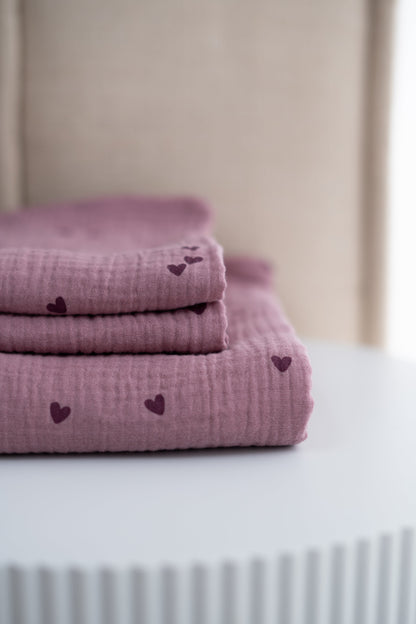 Hydrofiele doek Hartjes Mauve