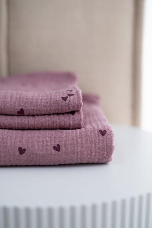 Hydrofiele doek Hartjes Mauve