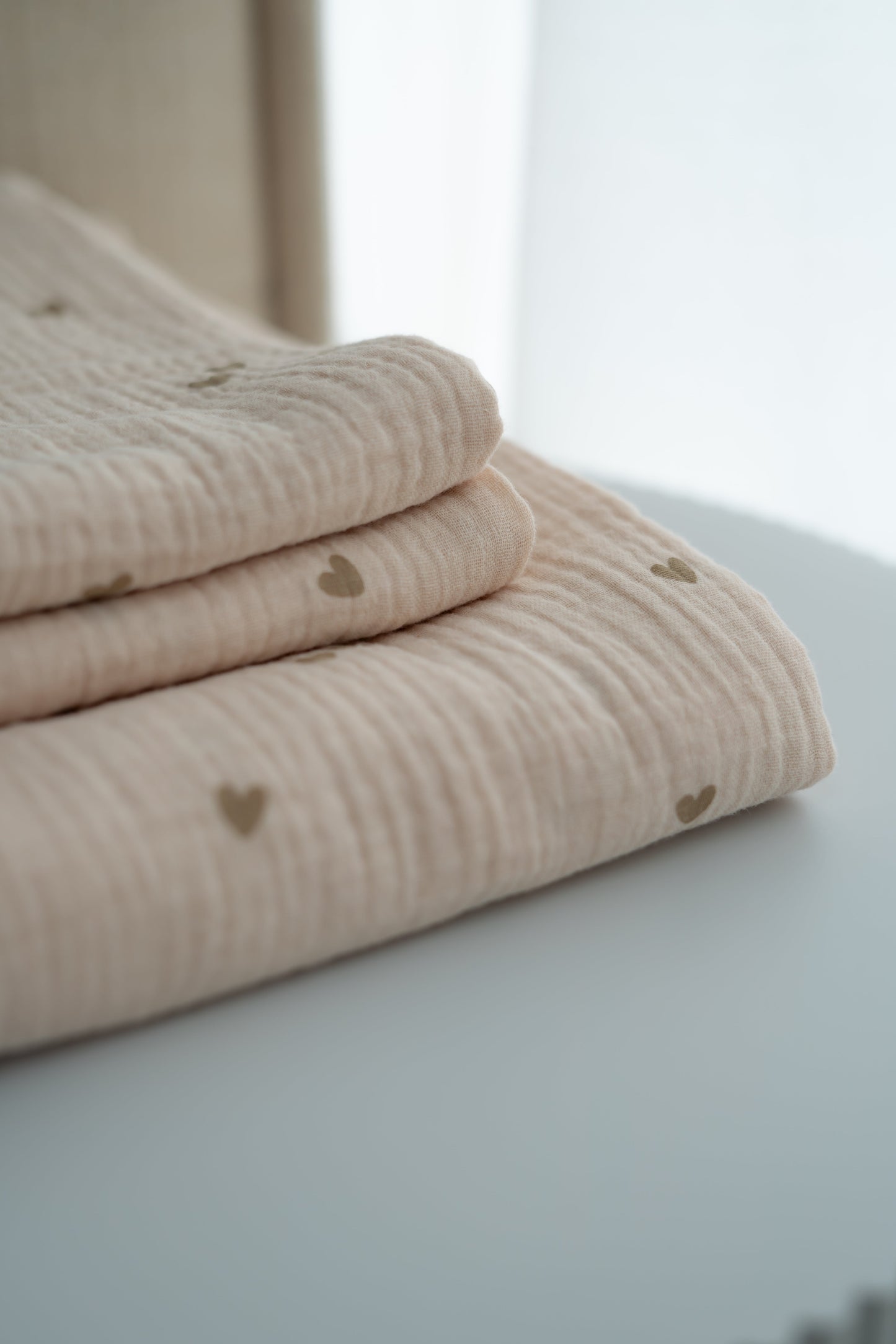 Hydrofiele doek Hartjes Beige Creme