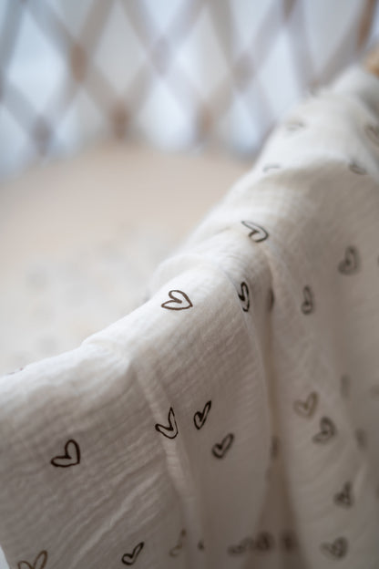 Hydrofiele doek XL hartjes bruin en beige