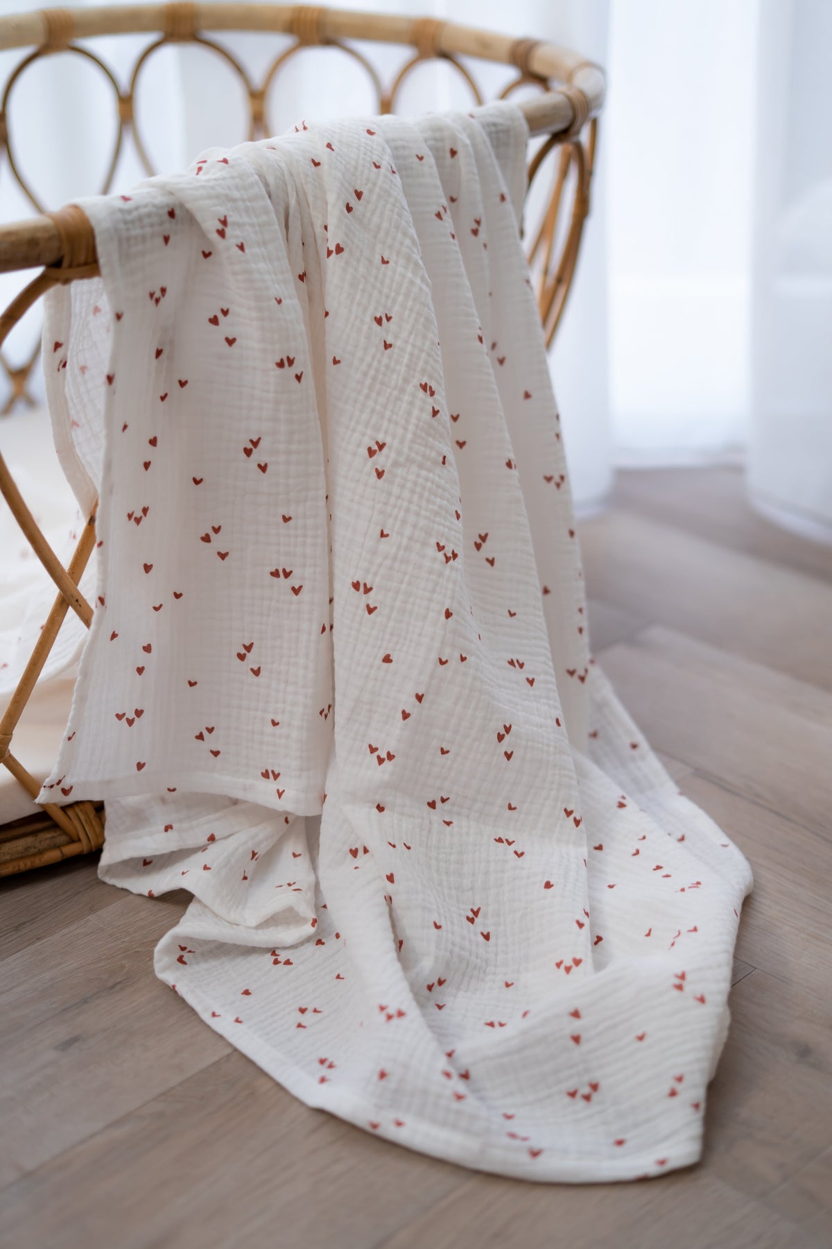 Hydrofiele doek XL Hartjes klei roze